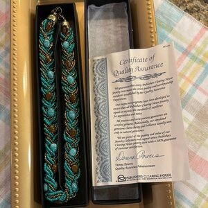 Turquoise Blue and Gold Necklace